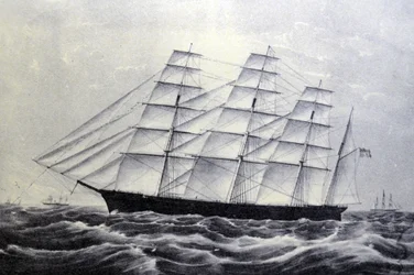 Illustratie van Currier & Ives 19e Eeuw. Het Clipperschip The Great Republic